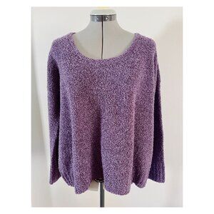 Eileen Fisher Sz MP Purple Boucle Sweater Wool/ Cashmere Knit
